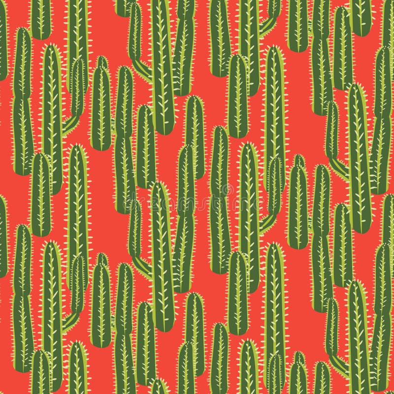 Cactus plant vector seamless pattern. Abstract desert nature fabric print.