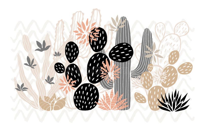 Cactus succulento fiori di rosa selvatica di conifere tenue di colore color pastello di colore rosa. collezione di succulenti di c royalty illustrazione gratis
