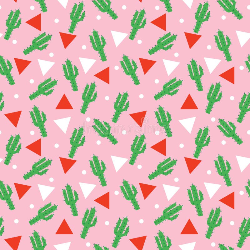 Cactus and triangles vector Seamless Pattern design vector illustration