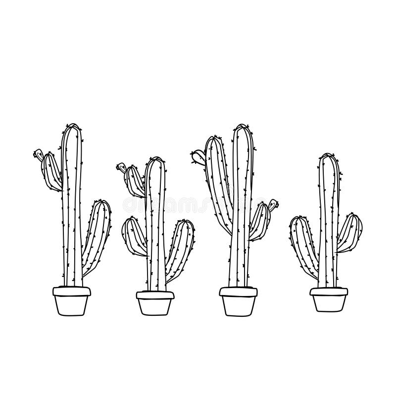 Cactus in Un Vaso, Disegno a Matita Illustrazione Vettoriale -  Illustrazione di fumetto, decorazione: 129898001
