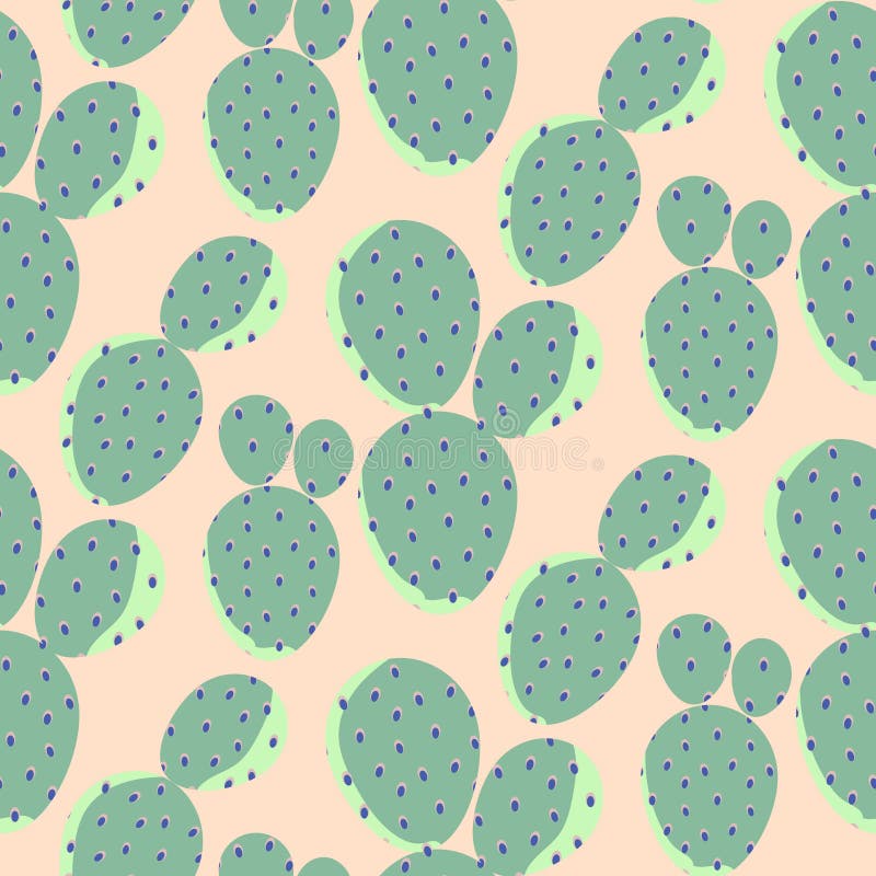 Cactuses green on pink vector seamless pattern. Abstract desert nature textile print.