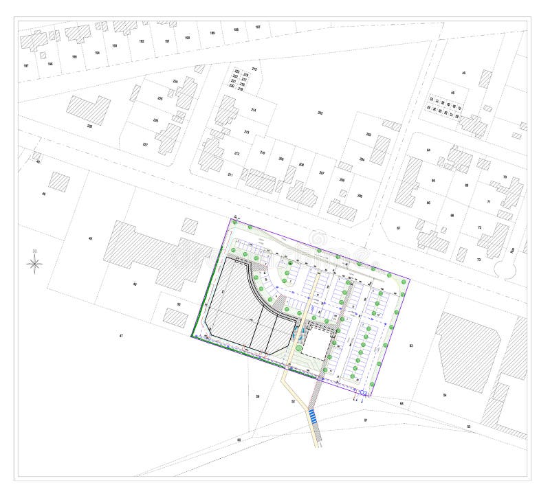 CAD drawing and sketch of a city