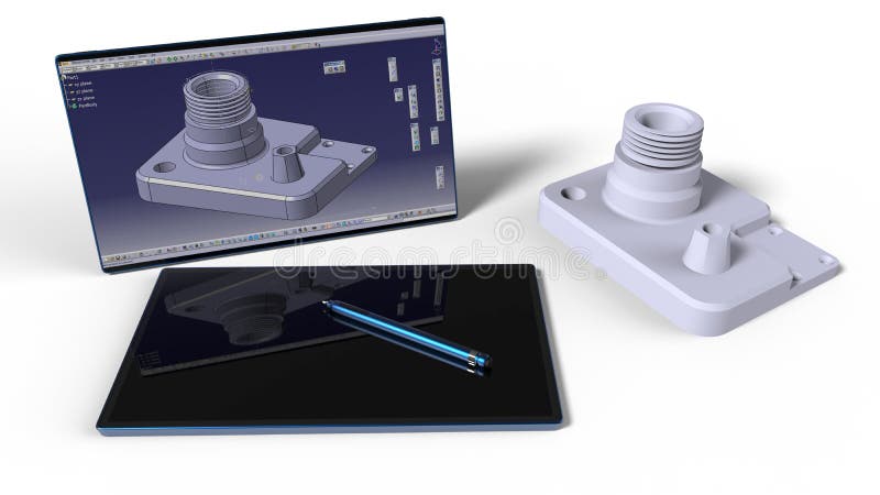 CAD engineer working desk royalty free illustration