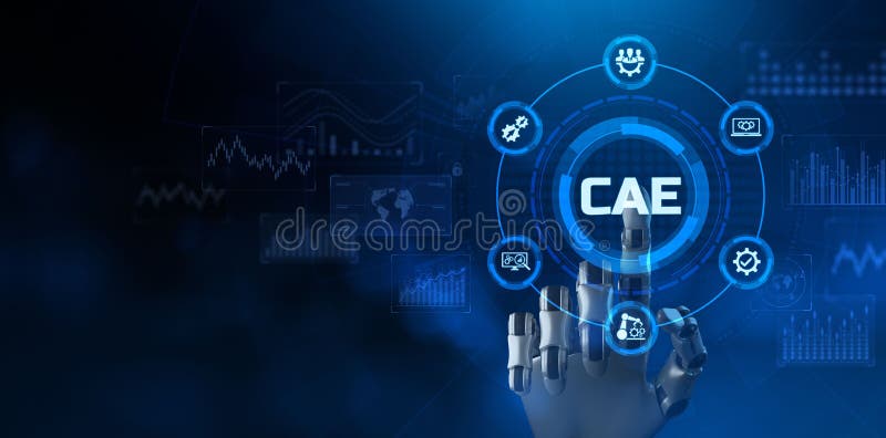 CAD-System computergestützter Technik cae. Technologiekonzept auf die Reproduktion des Bildschirms 3d. lizenzfreie abbildung