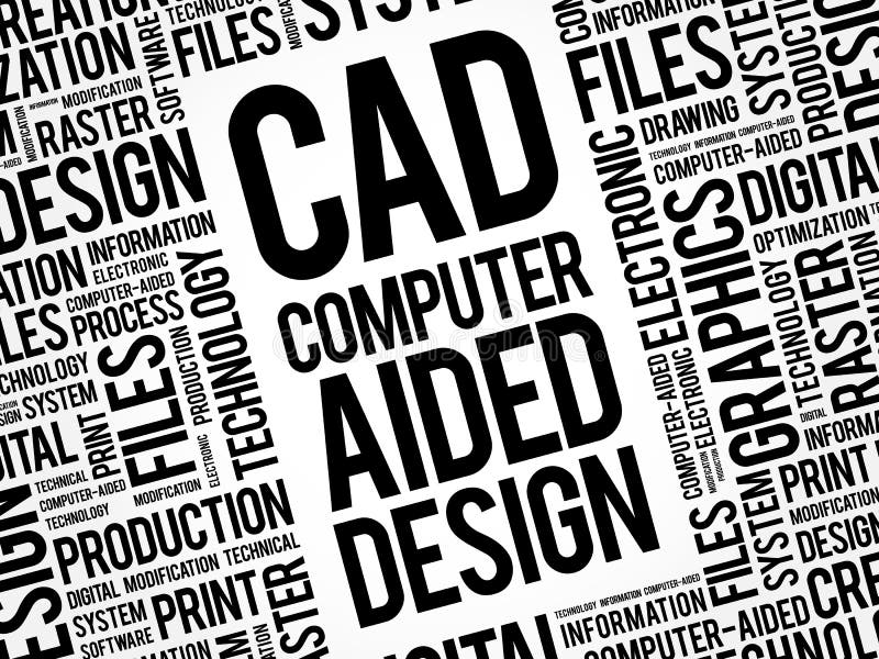 CAD - Wortwolke der computergesützten Konstruktion stock abbildung