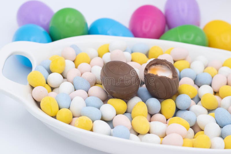 Cadbury Creme Egg on Top of Candy Eggs Stock Photo Image of orange