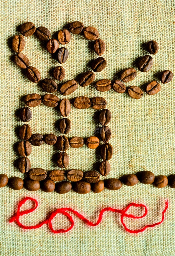 Coffee beans in shape of gift box. Coffee beans in shape of gift box