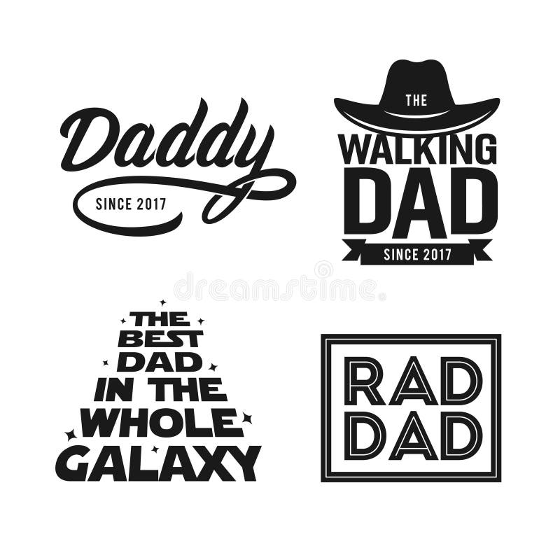 Cadeau de jour de pères pour l'ensemble de conception de T-shirt de papa Illustration de vintage de vecteur