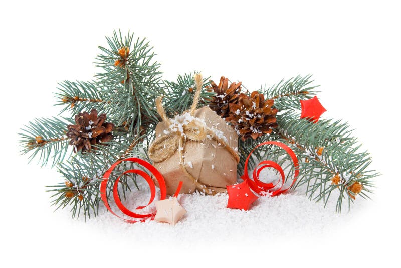 Cadeau, sapin et cônes photos stock Cadeau, sapin et cônes photos stock
