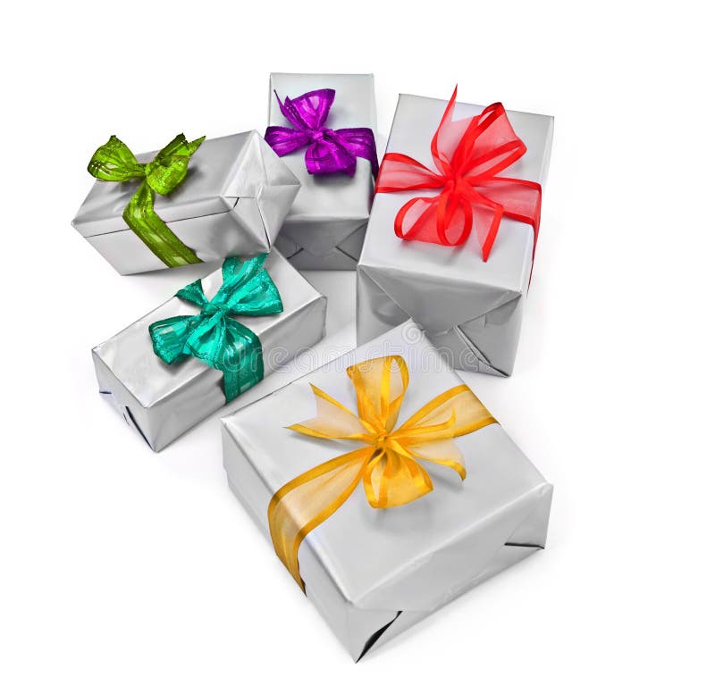 Cadeaux de Noël sur fond blanc photo stock