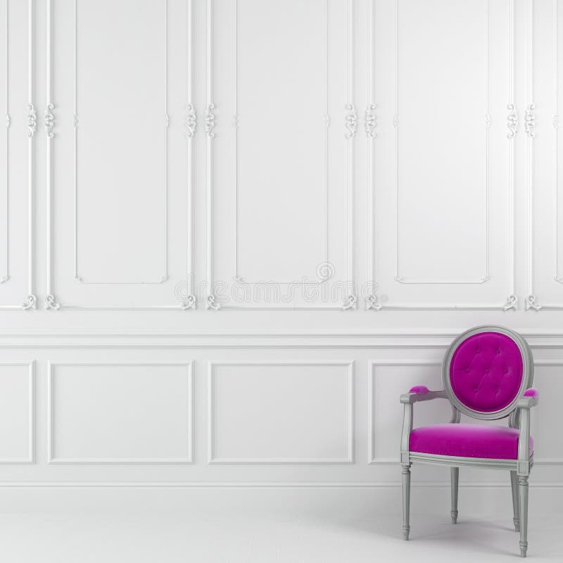 Cadeira cor-de-rosa no interior branco ilustração royalty free Cadeira cor-de-rosa no interior branco ilustração royalty free