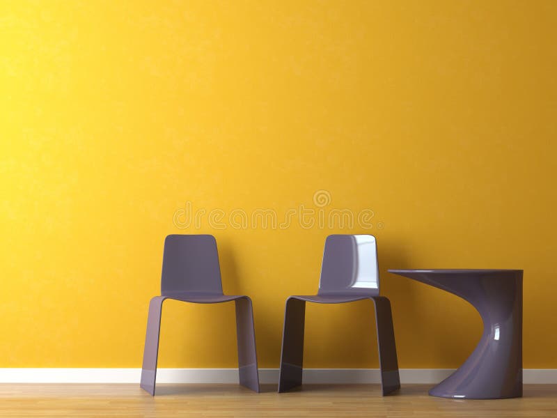 Cadeiras modernas do projeto interior na parede alaranjada imagem de stock royalty free Cadeiras modernas do projeto interior na parede alaranjada imagem de stock royalty free