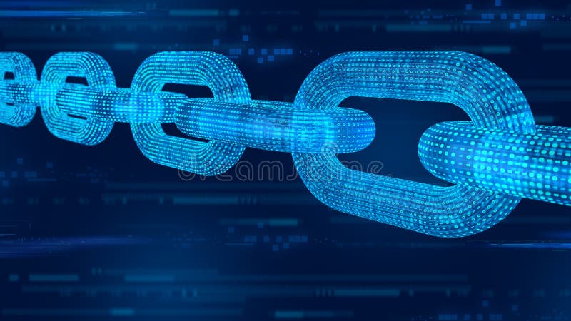 Cadena de bloque Moneda Crypto Concepto de Blockchain cadena del wireframe 3D con código digital Plantilla Editable de Cryptocurr imagen de archivo libre de regalías