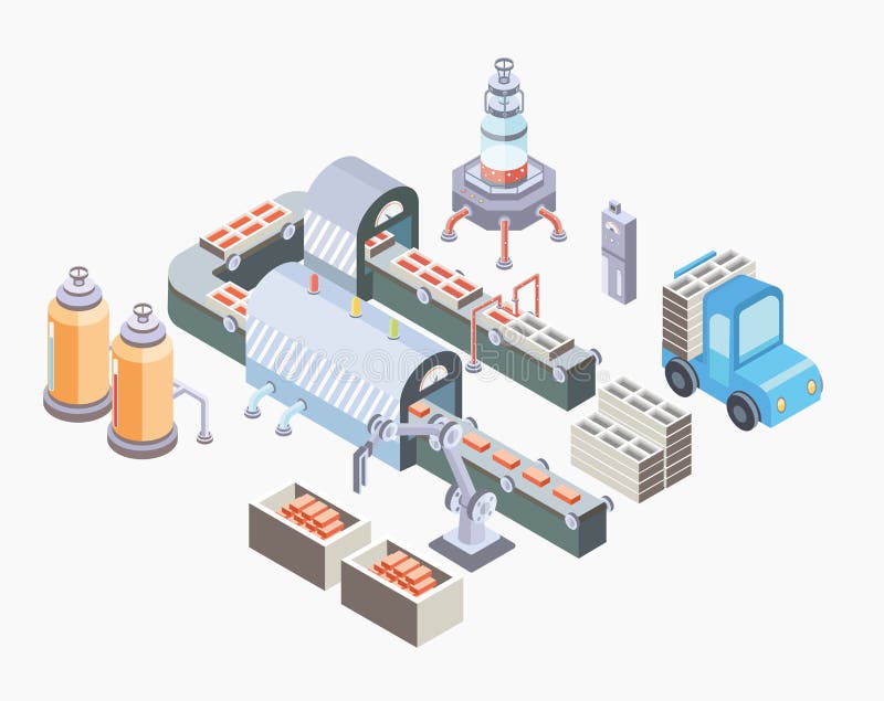 Cadena de producción automatizada Piso de la fábrica con el transportador y las diversas máquinas Ejemplo del vector en la proyec ilustración del vector Cadena de producción automatizada Piso de la fábrica con el transportador y las diversas máquinas Ejemplo del vector en la proyec ilustración del vector