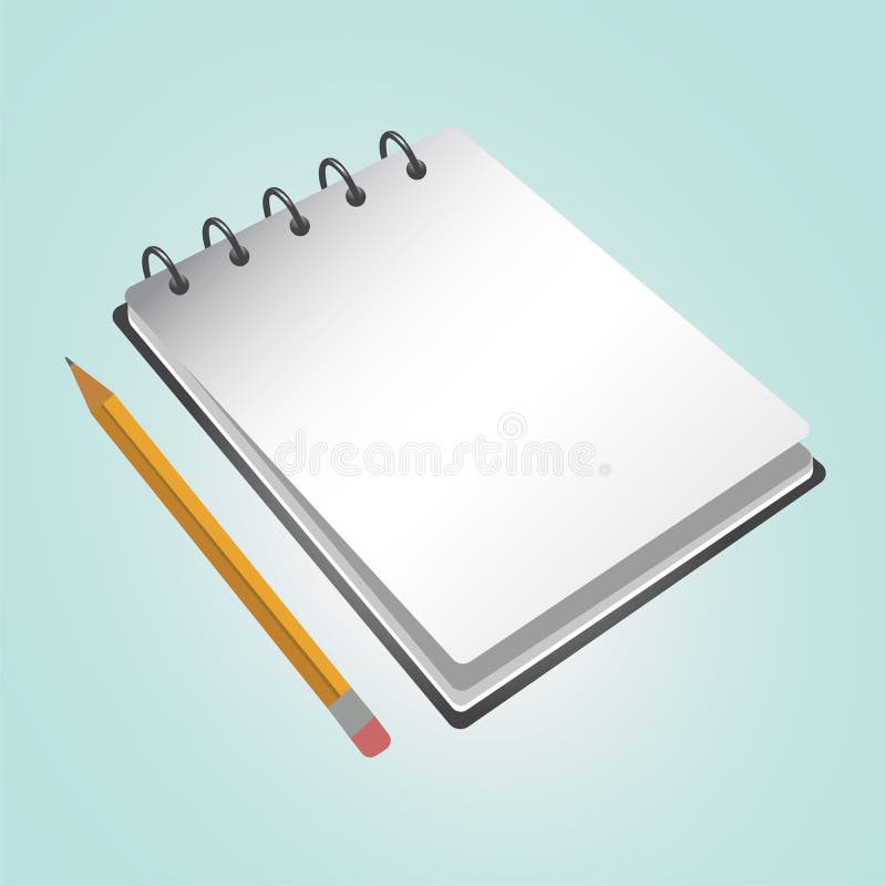 Caderno e lápis abertos Ilustração do vetor ilustração stock Caderno e lápis abertos Ilustração do vetor ilustração stock