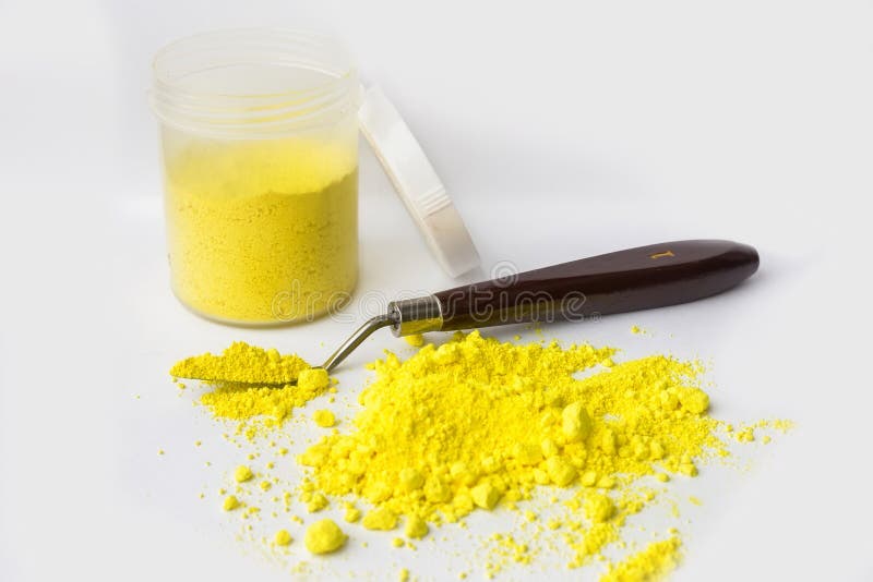 Cadmium Yellow Pigment on a White Background Stock Photo Image of