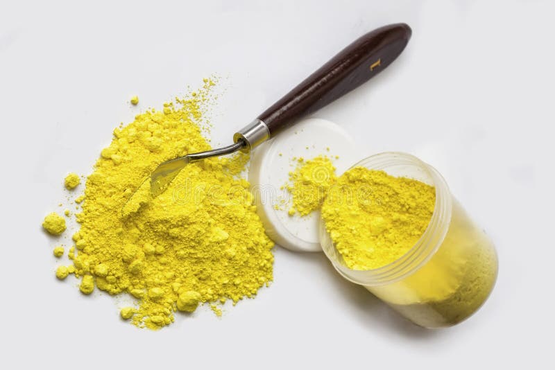Cadmium Yellow Pigment on a White Background Stock Photo Image of