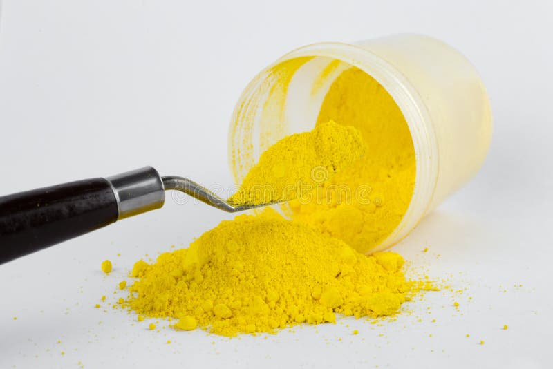 Cadmium Yellow Pigment on a White Background Stock Image Image of