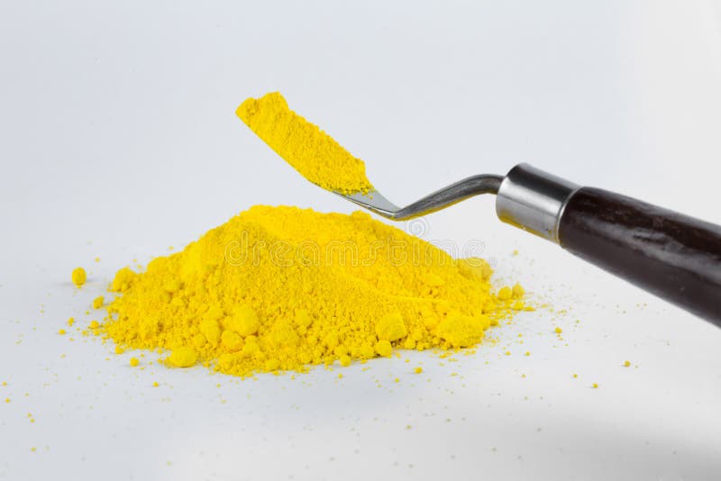 Cadmium Yellow Pigment on a White Background Stock Image Image of