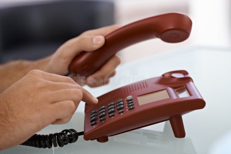 Cadran manual pe telefon fix stock image