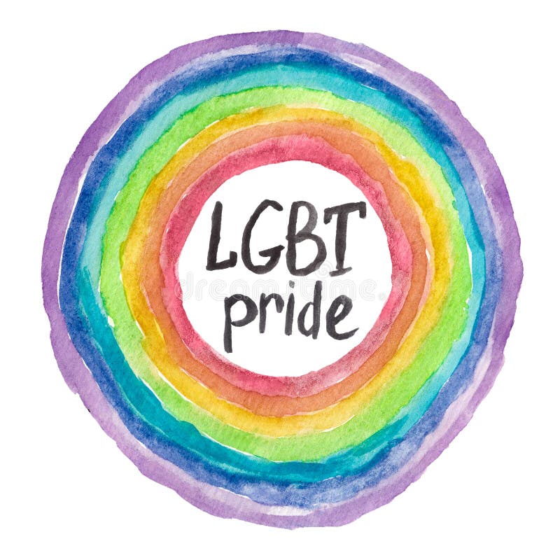 Cadre aquarelle coloré rond avec texte lgbt pride à l'intérieur photos stock