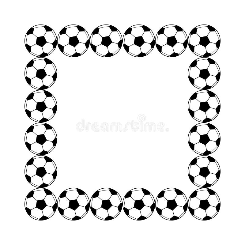 Cadre carré de ballons de football simples noirs et blancs, vecteur illustration de vecteur Cadre carré de ballons de football simples noirs et blancs, vecteur illustration de vecteur