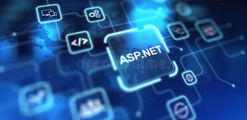 Cadre d'application Web ASPNET pour la projection de sites Web dynamiques sur écran virtuel Concept d'entreprise et de technologie photographie stock