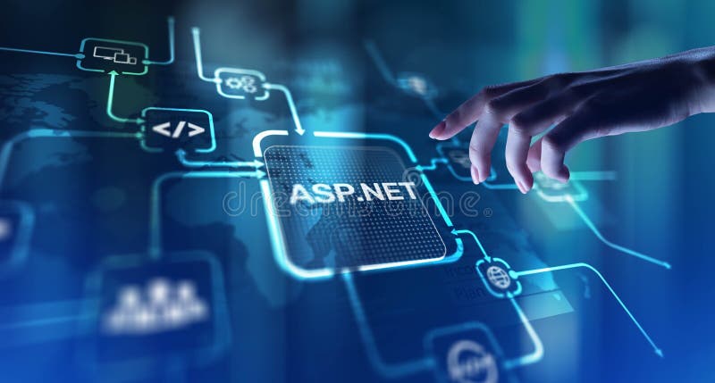 Cadre d'application Web ASPNET pour la projection de sites Web dynamiques sur écran virtuel Concept d'entreprise et de technologie photos stock