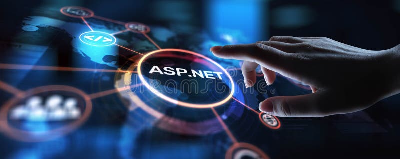 Cadre d'application web d'aspnet pour la projection dynamique de sites web sur écran virtuel concept d'entreprise et de technologi photos stock