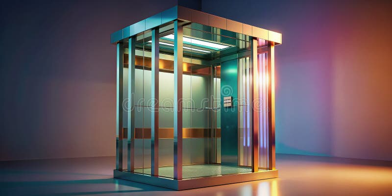 Cadre d'ascenseur moderne vide : un rendu architectural 3D époustouflant pour l'inspiration en matière de design d'intérieur illustration de vecteur