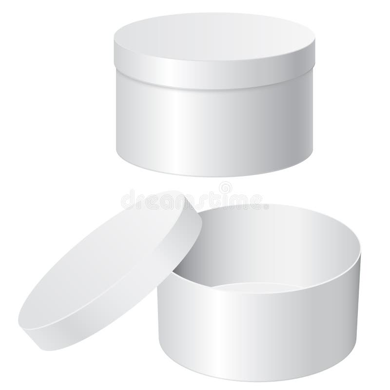 Cadre de cadeau rond Blanc blanc ouvert et récipients fermés illustration de vecteur Cadre de cadeau rond Blanc blanc ouvert et récipients fermés illustration de vecteur