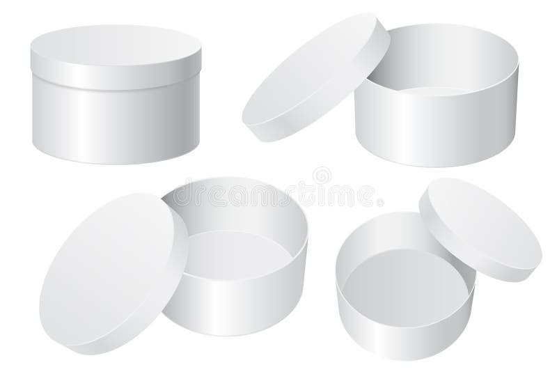 Cadre de cadeau rond Blanc blanc ouvert et récipients fermés illustration stock Cadre de cadeau rond Blanc blanc ouvert et récipients fermés illustration stock