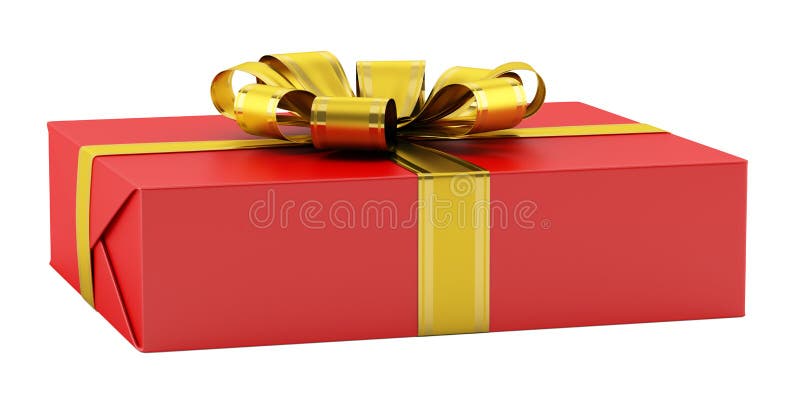 Cadre de cadeau rouge avec la bande d'or d'isolement sur le blanc illustration libre de droits Cadre de cadeau rouge avec la bande d'or d'isolement sur le blanc illustration libre de droits