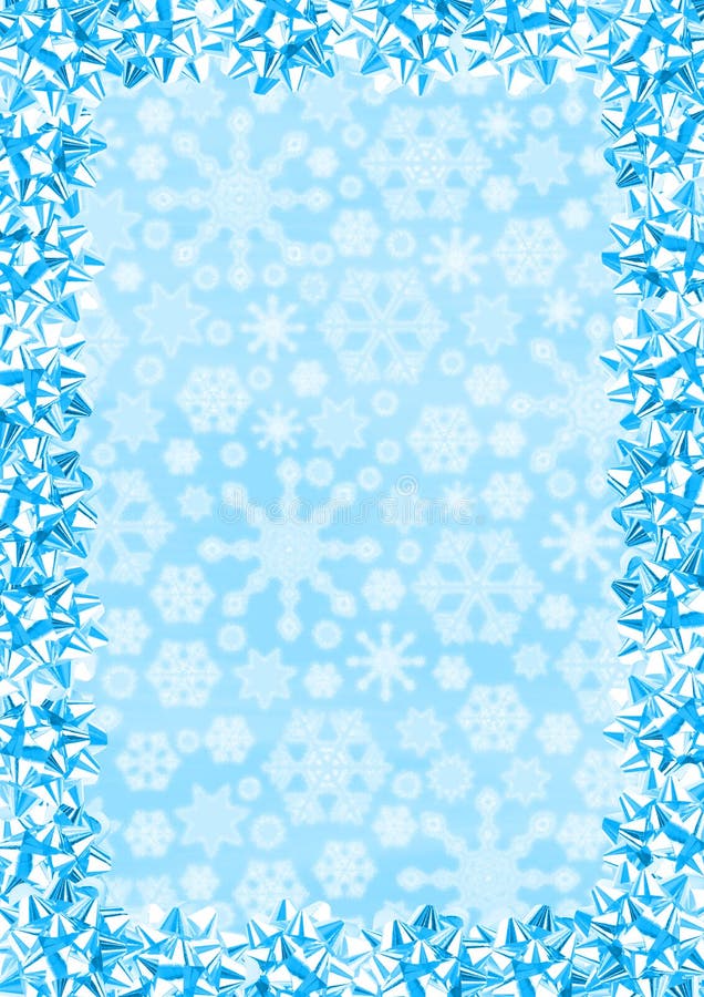 Christmas Border (Blue Gift Bows On Snowflakes Background). Christmas Border (Blue Gift Bows On Snowflakes Background)