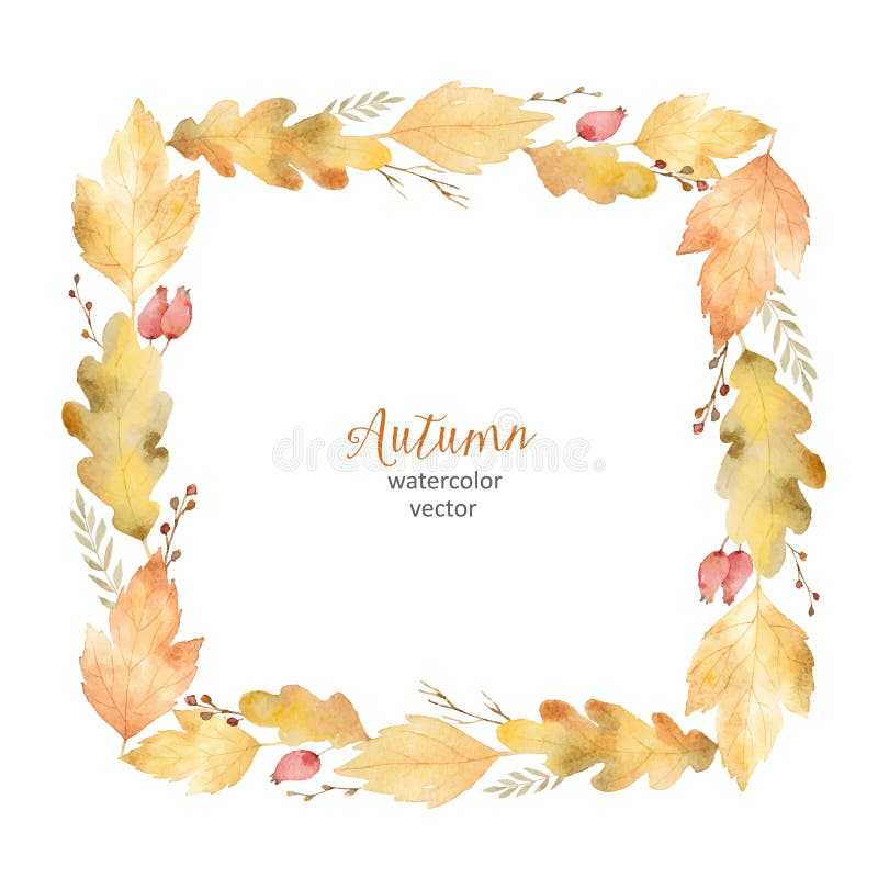 Cadre de place de vecteur d'aquarelle des feuilles et des branches d'isolement sur le fond blanc illustration stock Cadre de place de vecteur d'aquarelle des feuilles et des branches d'isolement sur le fond blanc illustration stock