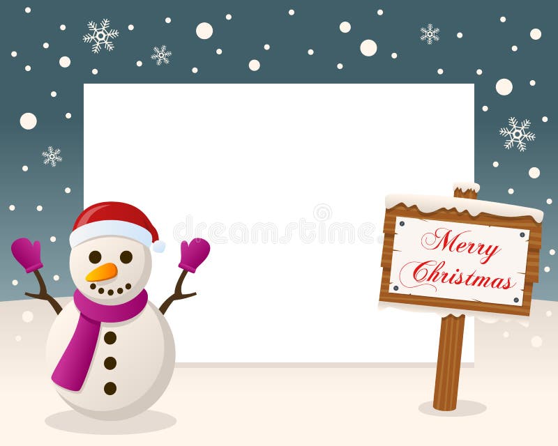Cadre de signe de Joyeux Noël - bonhomme de neige illustration stock Cadre de signe de Joyeux Noël - bonhomme de neige illustration stock