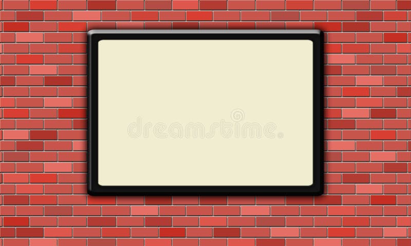 Cadre de tableau noir vide sur le mur de briques illustration de vecteur