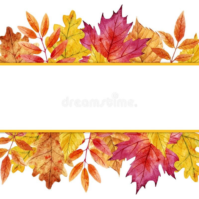 Cadre de vecteur de feuilles d'automne d'aquarelle illustration stock