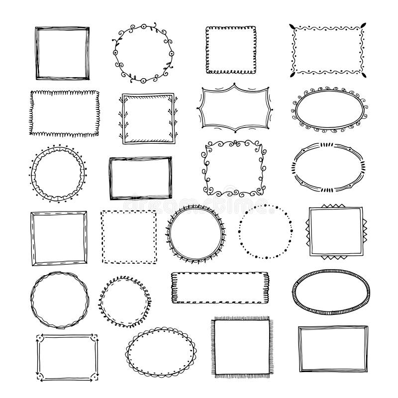 Cadre doodle. linii de schiță pătrate linii desenate manual desenate cu cadru gol set vectorial imagine royalty free illustration