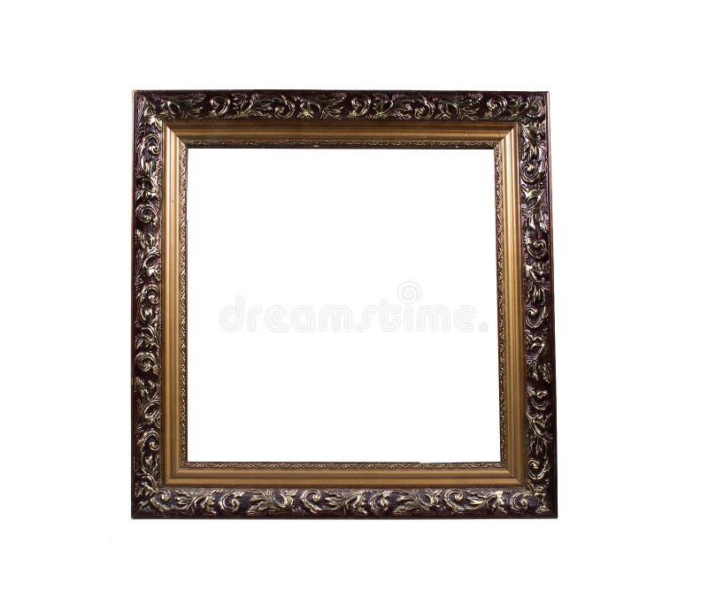 Cadre en bois d'or pour des photos, peintures, d'isolement sur le fond blanc photos stock Cadre en bois d'or pour des photos, peintures, d'isolement sur le fond blanc photos stock