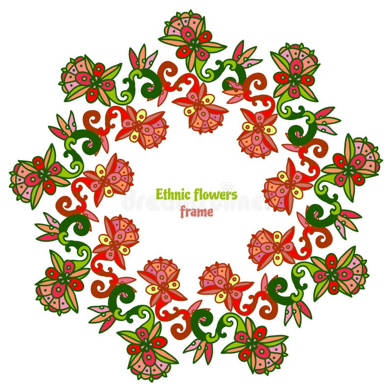 Cadre floral de vecteur tiré par la main décoratif Couleurs ethniques et tropicales Conception de vecteur illustration libre de droits Cadre floral de vecteur tiré par la main décoratif Couleurs ethniques et tropicales Conception de vecteur illustration libre de droits