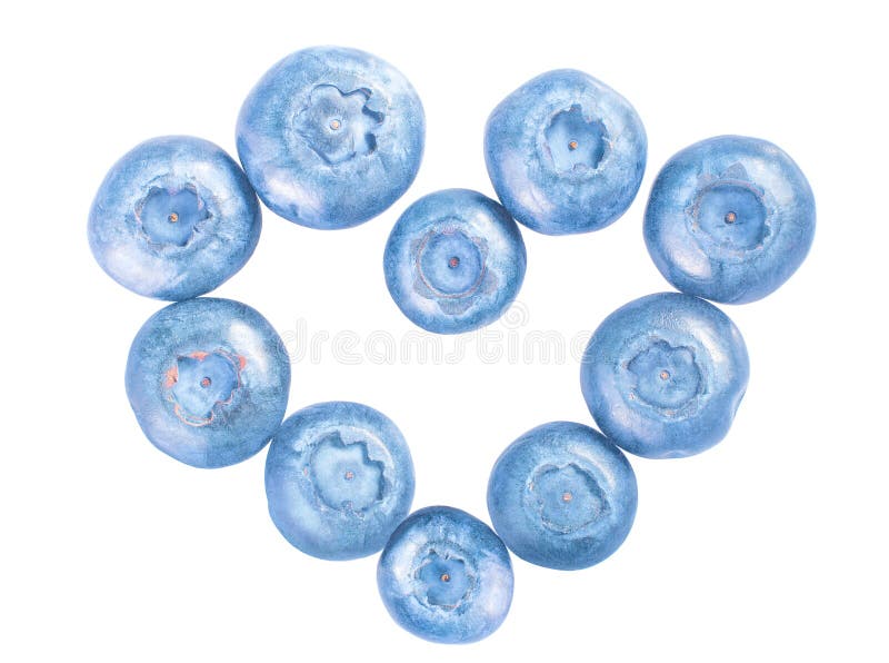 Cadre frais de coeur de myrtille d'isolement sur le fond blanc photographie stock libre de droits Cadre frais de coeur de myrtille d'isolement sur le fond blanc photographie stock libre de droits