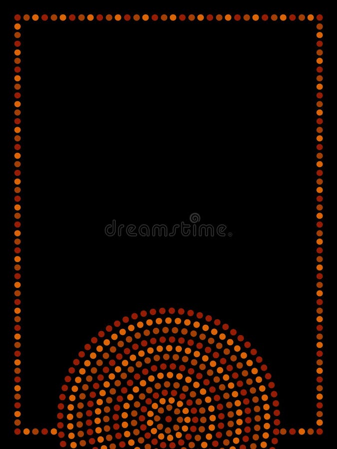 Cadre géométrique indigène australien de cercles concentriques d'art dans brun et noir oranges, vecteur
