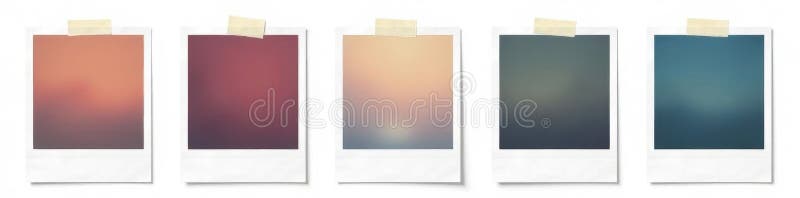 Cadre polaroide albe necompletate izolate pe fond alb securizate cu memorie pe bandă vector illustration