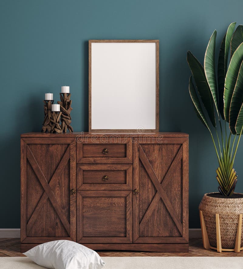 Cadre prototypes en arrière-plan intérieur de chambre vert foncé illustration de vecteur
