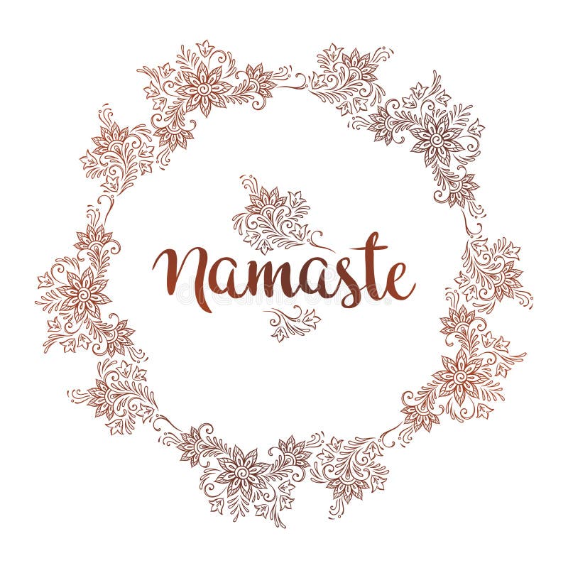 Cadre rond fleuri tiré par la main dans le style ethnique de mehndi L'inscription Namaste est une salutation dans indou illustration de vecteur Cadre rond fleuri tiré par la main dans le style ethnique de mehndi L'inscription Namaste est une salutation dans indou illustration de vecteur