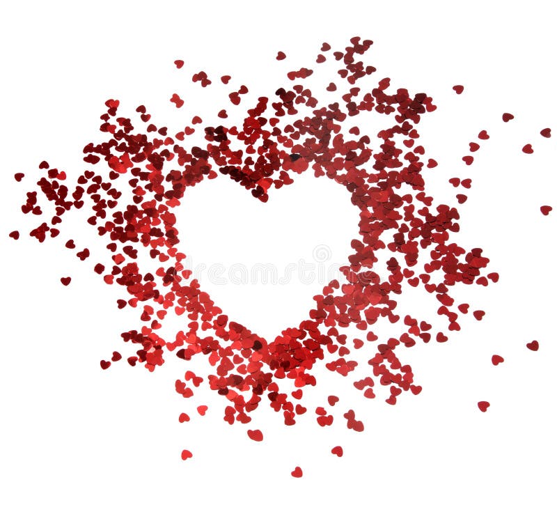 Cadre rouge de scintillement de coeurs avec le fond blanc, valentine, amour, mariage, concept de mariage