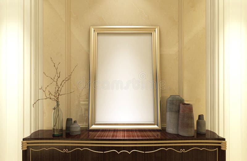 Cadre élégant d'or dans un intérieur classique illustration libre de droits Cadre élégant d'or dans un intérieur classique illustration libre de droits