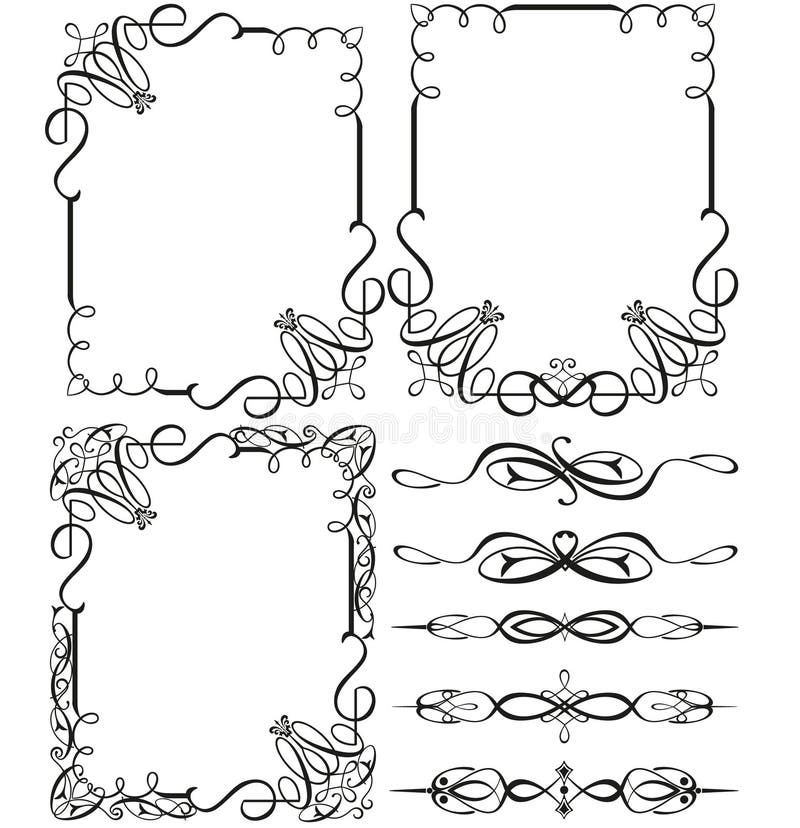 Cadres et éléments calligraphiques de vintage illustration stock Cadres et éléments calligraphiques de vintage illustration stock