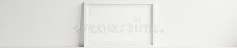 Cadru alb alb din lemn pe perete alb Design interior minimalist agățat fundal stock illustration